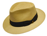 Camel Diamond: Casual, light tan Panama hat with a black band and bow