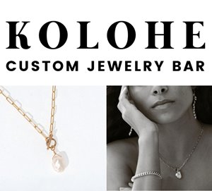 Kolohe Custom Jewelry Bar graphic featuring a pearl necklace.