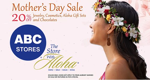 Mother's Day Sale banner featuring a woman wearing a floral crown and pineapple-shaped earrings.