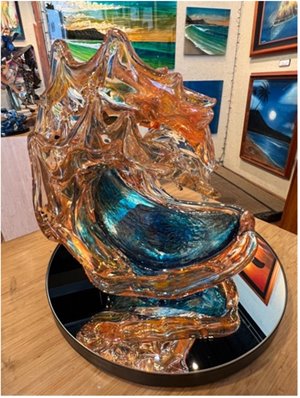 Glass wave art sculpture