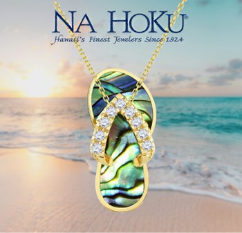 Vibrant abalone flip flop pendant by Na Hoku Jewelry, combining ocean-inspired beauty with a playful, stylish flair.